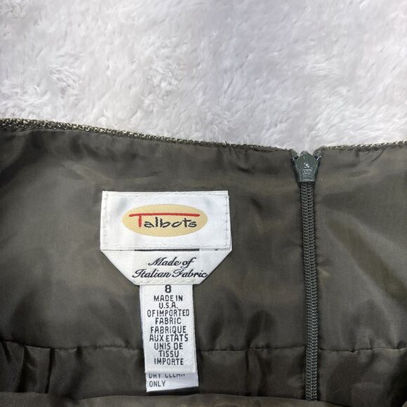 Talbots Vintage Green Tweed Wool Silk Blend Pencil Skirt Back zip above knee USA - Picture 3 of 10
